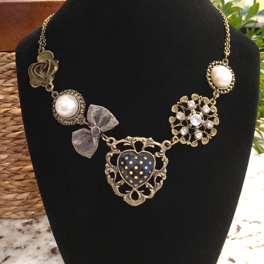Gold and Black Heart Necklace